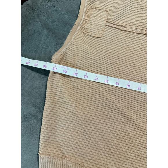 Free People SZ Medium Oversized Beige Boxy Waffle Long Sleeve Thermal Top Women - Picture 12 of 12
